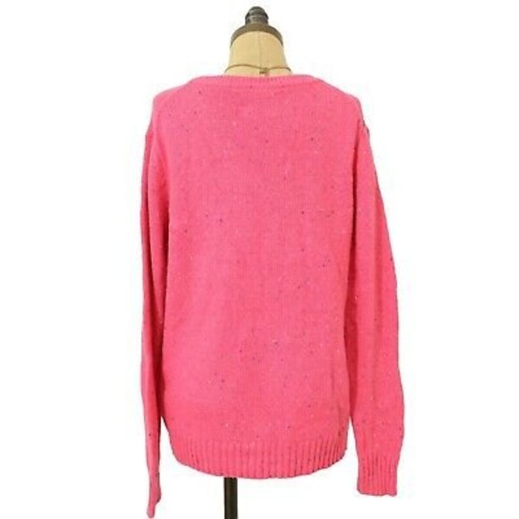 Court & Rowe Nep Flecked Sweater Top Size S Ribbed Knit Vivid Pink NEW Tag B43 - Picture 5 of 6